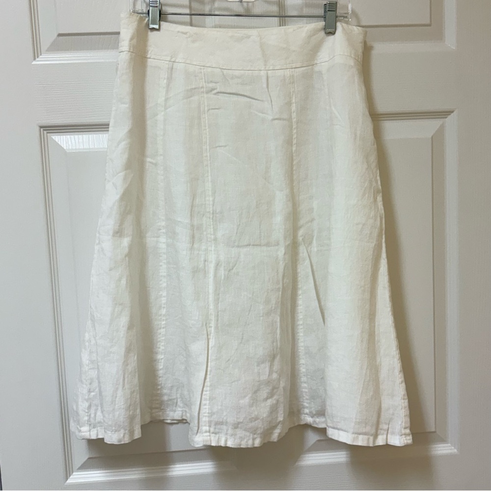 Coldwater Creek White A-Line Linen Blend Skirt